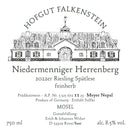 Hofgut Falkenstein Niedermenniger Herrenberg Spätlese feinherb AP 11 Meyer Nepal 2022 Vorderetikett