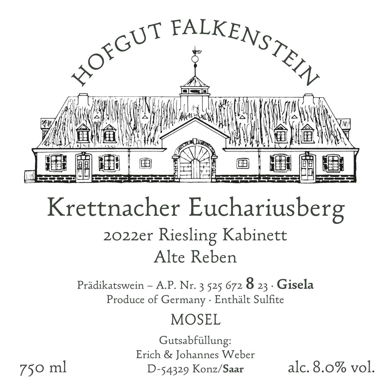 Hofgut Falkenstein Krettnacher Euchariusberg Kabinett Alte Reben AP 8 Gisela 2022 Vorderetikett