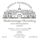 Hofgut Falkenstein Niedermenniger Herrenberg Spätlese feinherb AP 3 Palm 2022 Vorderetikett