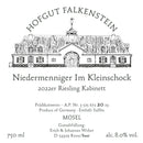 Hofgut Falkenstein Niedermenniger Im Kleinschock Kabinett 2022 Vorderetikett