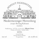Hofgut Falkenstein Niedermenniger Herrenberg Kabinett trocken AP 1 Mutter Anna 2025 Vorderetikett