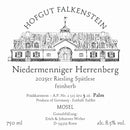 Hofgut Falkenstein Niedermenniger Herrenberg Spätlese feinherb AP 3 Palm 2025 Vorderetikett